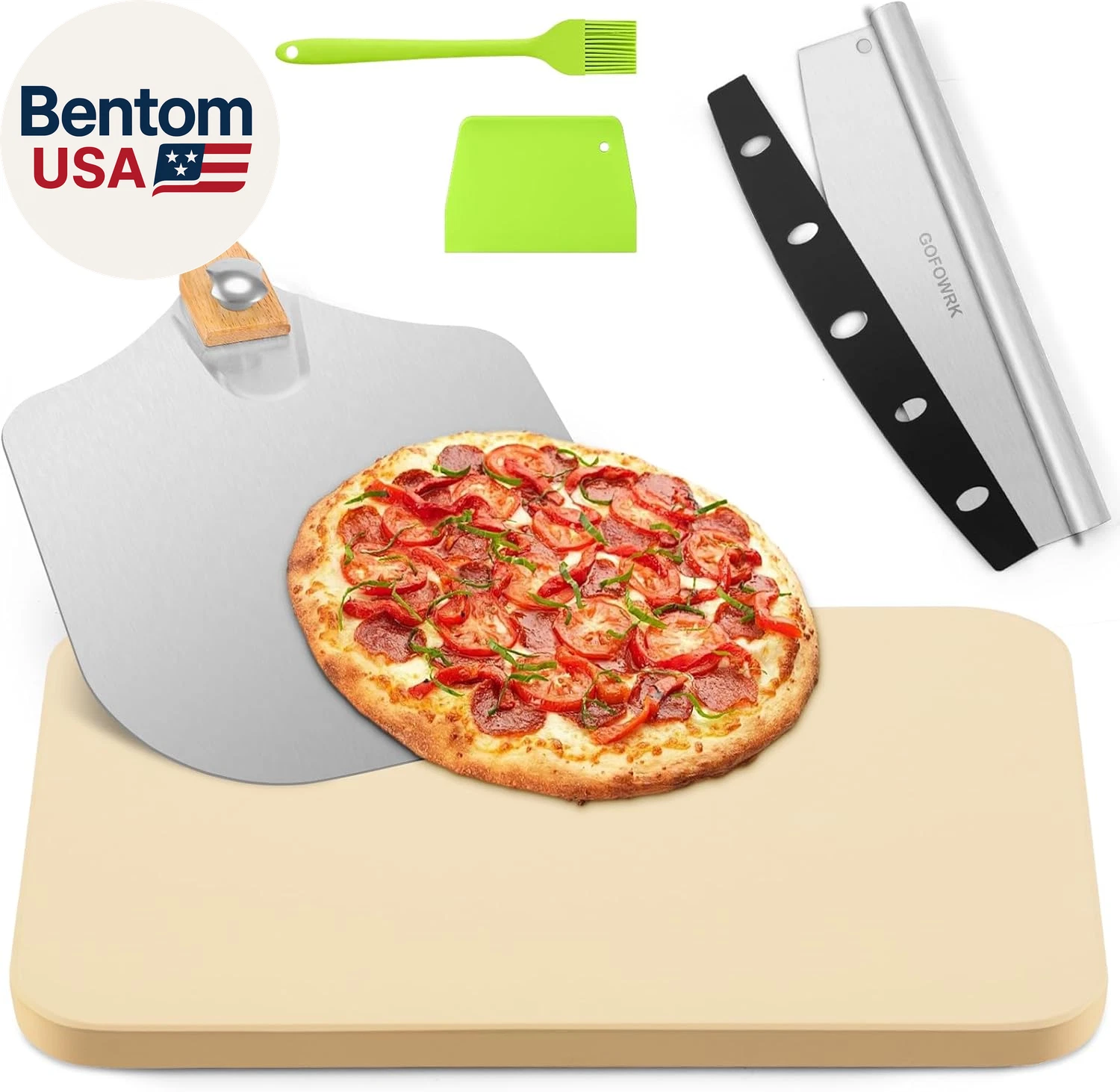 Pizza Stone 5 PCS Set, 15 X 12" Large Rectangle Pizza Stone Set for Oven and Gri
Opens in a new wind