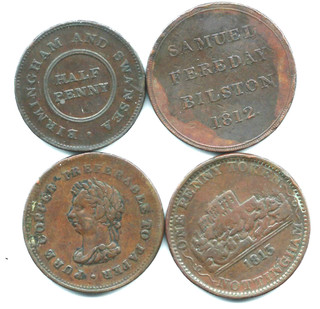 4 X 19TH CENTURY PENNY & HALFPENNY TOKENS 1811 1838 C17