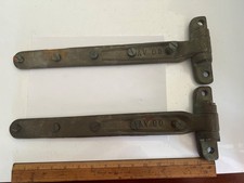 VINTAGE HEAVY DUTY MILITARY BRONZE STRAP HINGES MARKED AV90 1 PAIR