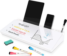 Glass Desk Whiteboard Small Dry Erase Board Desktop White Board with Storage ...