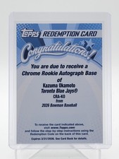 KAZUMA OKAMOTO 2026 BOWMAN CHROME ROOKIE AUTO #CRA-KO BLUE JAYS Q4874