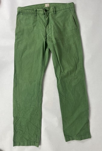 Lands End Canvas Mens Chino Pants Solid Green 34w 32L Cotton EUC
