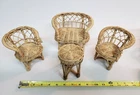 Vintage Ratan/Wicker Doll Furniture Chairs/Couch/Table Miniature Set #1, #12294