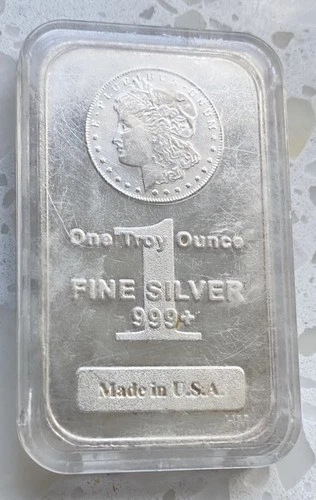 Vintage .999 Fine Silver Art Bar Morgan Dollar Emblem 1 oz.