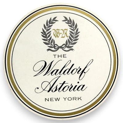 c.1950s Waldorf Astoria Hotel New York Luggage Label Unused 4'' Travel Sticker
