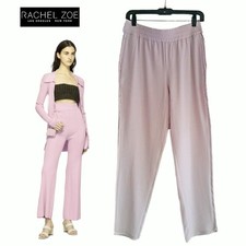 Rachel Zoe NWT Elastic Waist Crepe Straight Leg Pants 8 Beige Casual Luxe