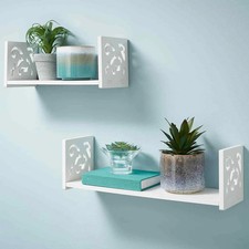 2‑Piece U‑Shaped Wall Mounted Shelves White Floating Display Set | UK Stock
