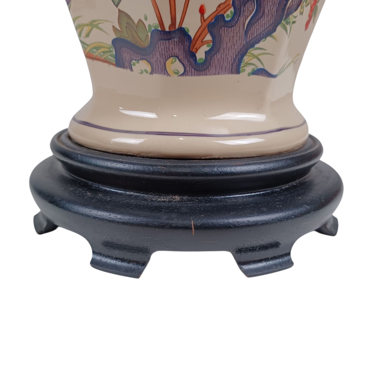 Elegant Vintage Porcelain Ginger Jar Lamp 27" Floral Chinoiserie Table Lamp