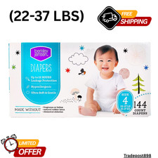 Berkley Jensen Baby Diapers Hypoallergenic, Size 4 22-37 lbs 144 Count