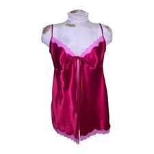Victoria's Secret satin chemise with lace trim Size L Red