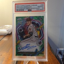 2023 Topps Cosmic Chrome Grayson Rodriguez Auto Green Space Dust 42/75 PSA 10