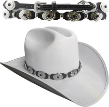 Western Silver Concho Hat Band Decorative Belt with Scalloped Concho