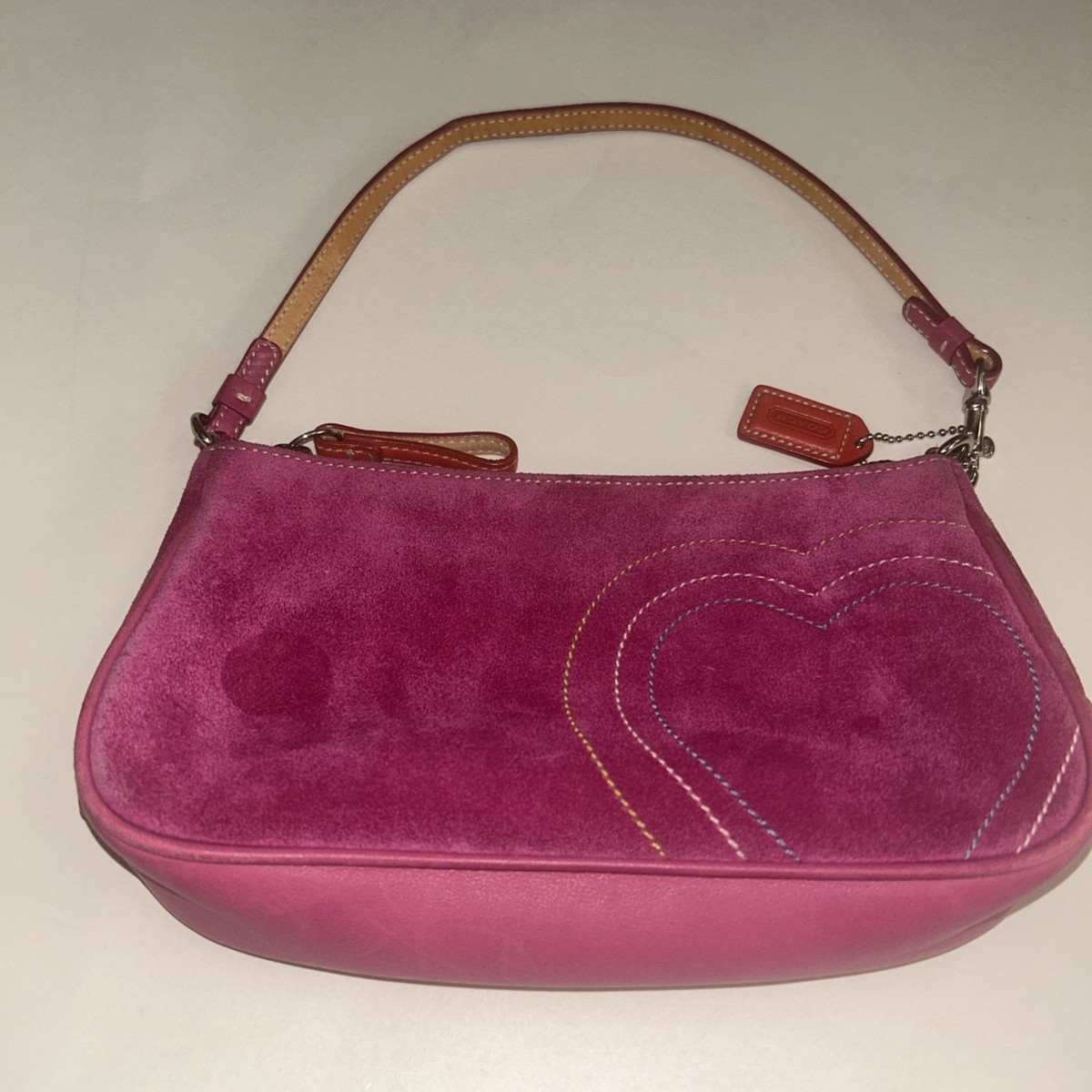 Vintage Coach Pink Suede Purse Handbag