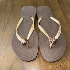 Havaianas Women's Slim Wonder Flip Flop Brown  Gold - US 9 10 EU 39 40 NWOT