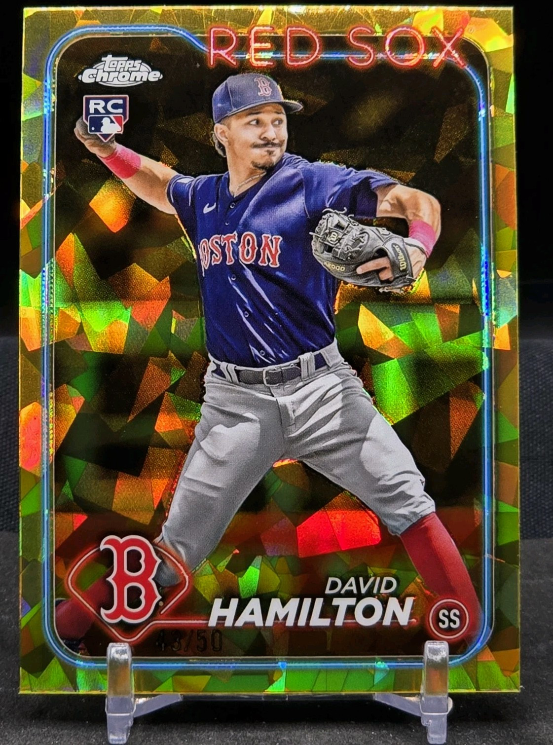 DAVID HAMILTON 2024 TOPPS CHROME SAPPHIRE GOLD RC SN# 43/50 Boston No.  202