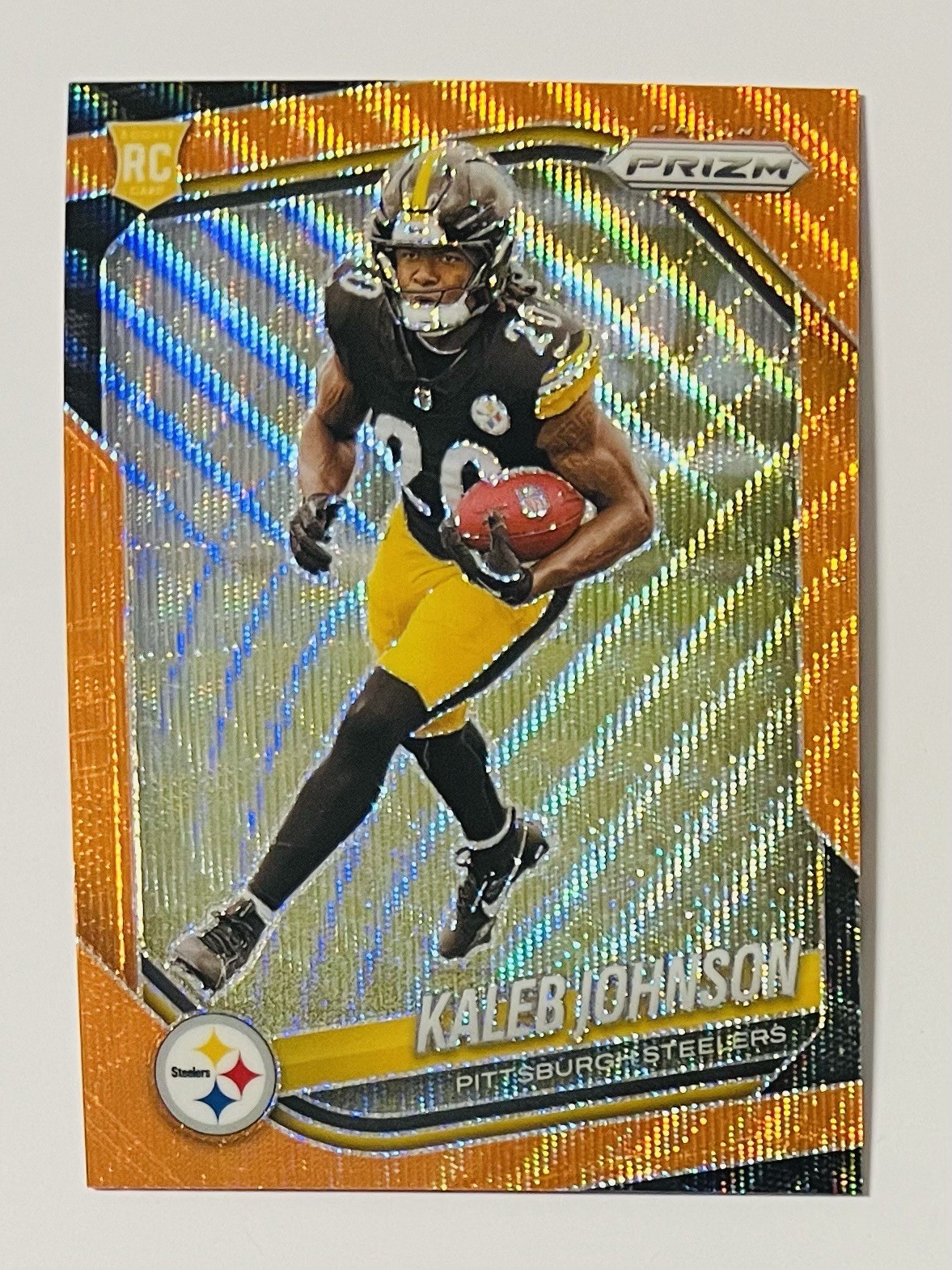2025 Panini Prizm Kaleb Johnson #375 Orange Wave /65 (RC)