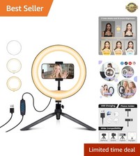 Selfie Ring Light 10" with Tripod Stand and Phone Holder, LED Ring Light for ...