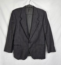 Mani by Giorgio Armani Pure Virgin Wool Gray Windowpane Coat Blazer sz 40 Short