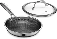 HexClad Hybrid Nonstick 8-Inch Frying Pan with Tempered Glass Lid - $149 MSRP