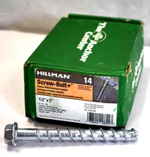 Hillman Screw-Bolt+ 1/2" x 5" Masonry & Concrete Anchor Heavy Duty 10 Pack