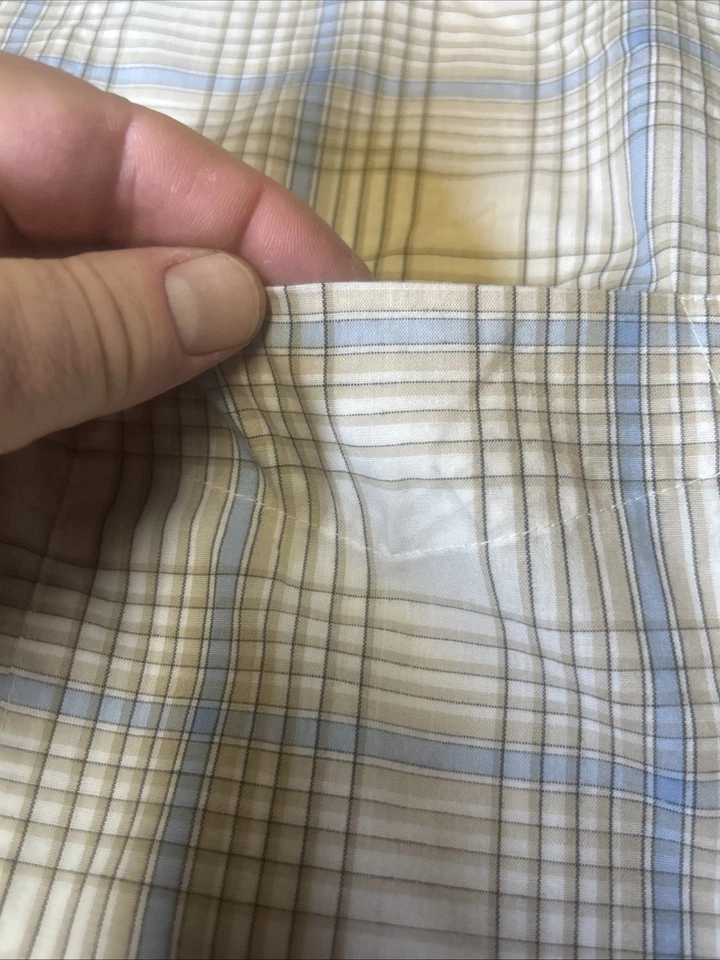 Camisa de vestir para hombre Covington manga corta talla XXL azul a rayas blancas abotonadas Foto 3 de 4