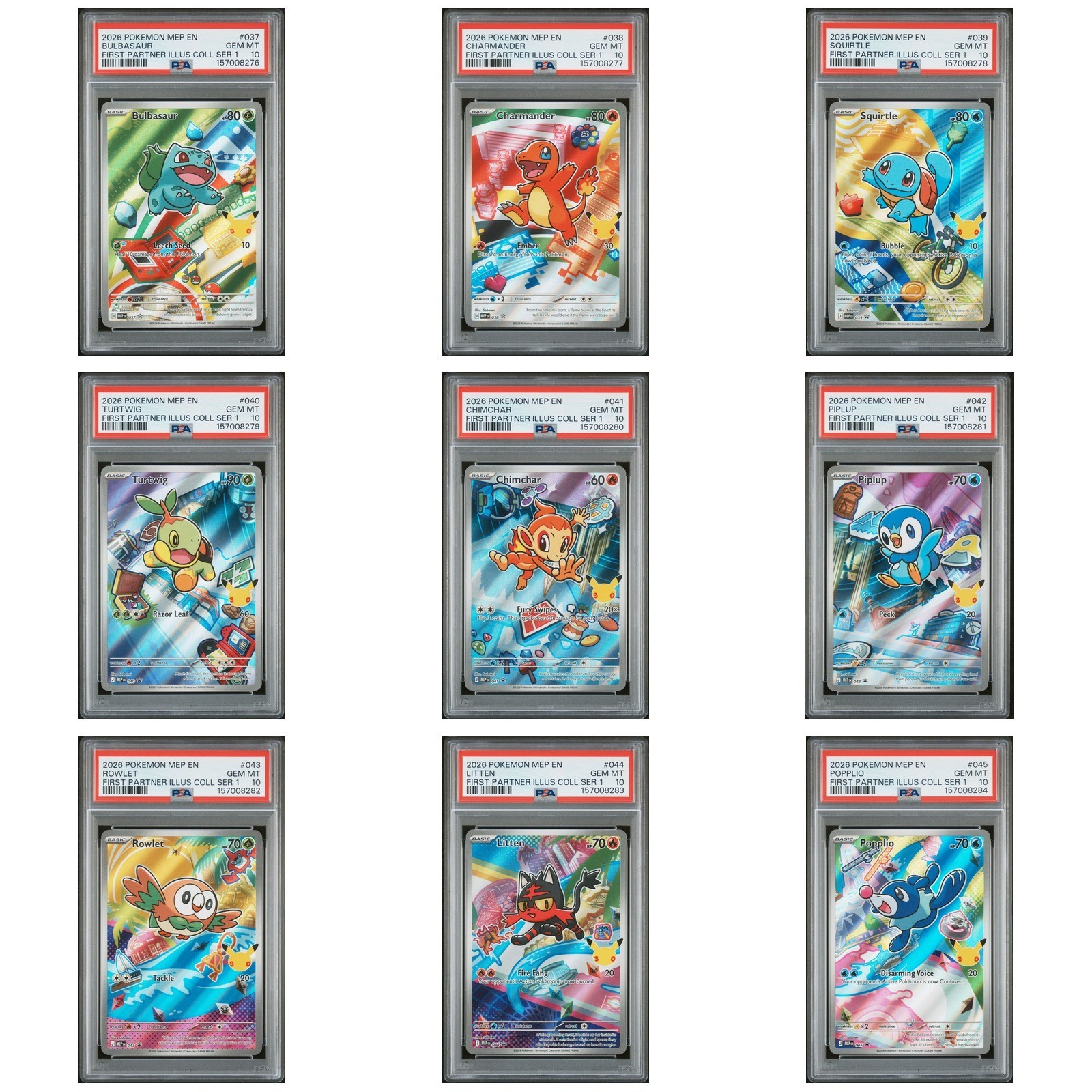 PSA 10 SEQUENTIAL SET Pokemon First Partner Illustration Series 1 Collection