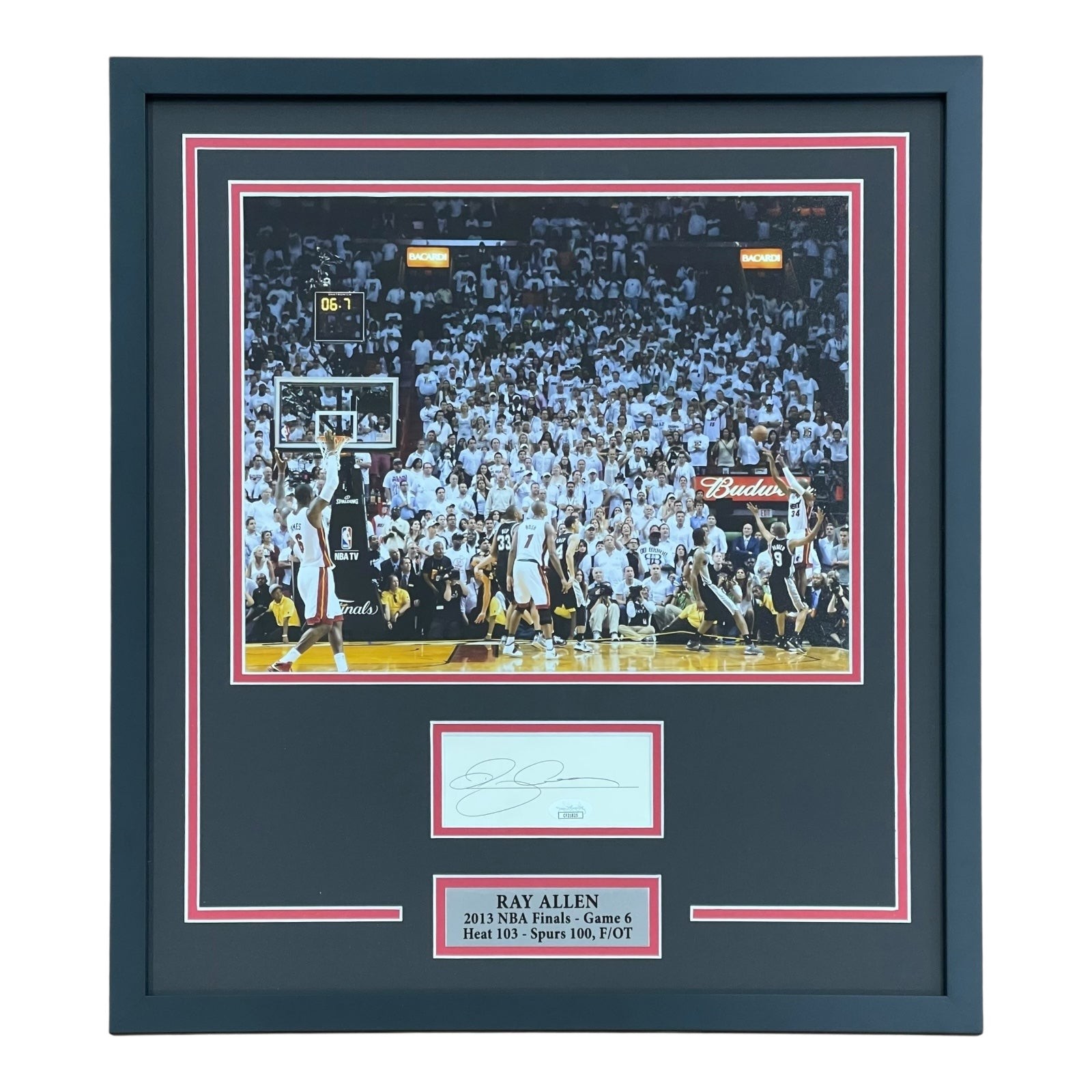 Ray Allen Autographed Signed Miami Heat (Game-Tying Shot) Deluxe Framed 11x14 Piece - J 