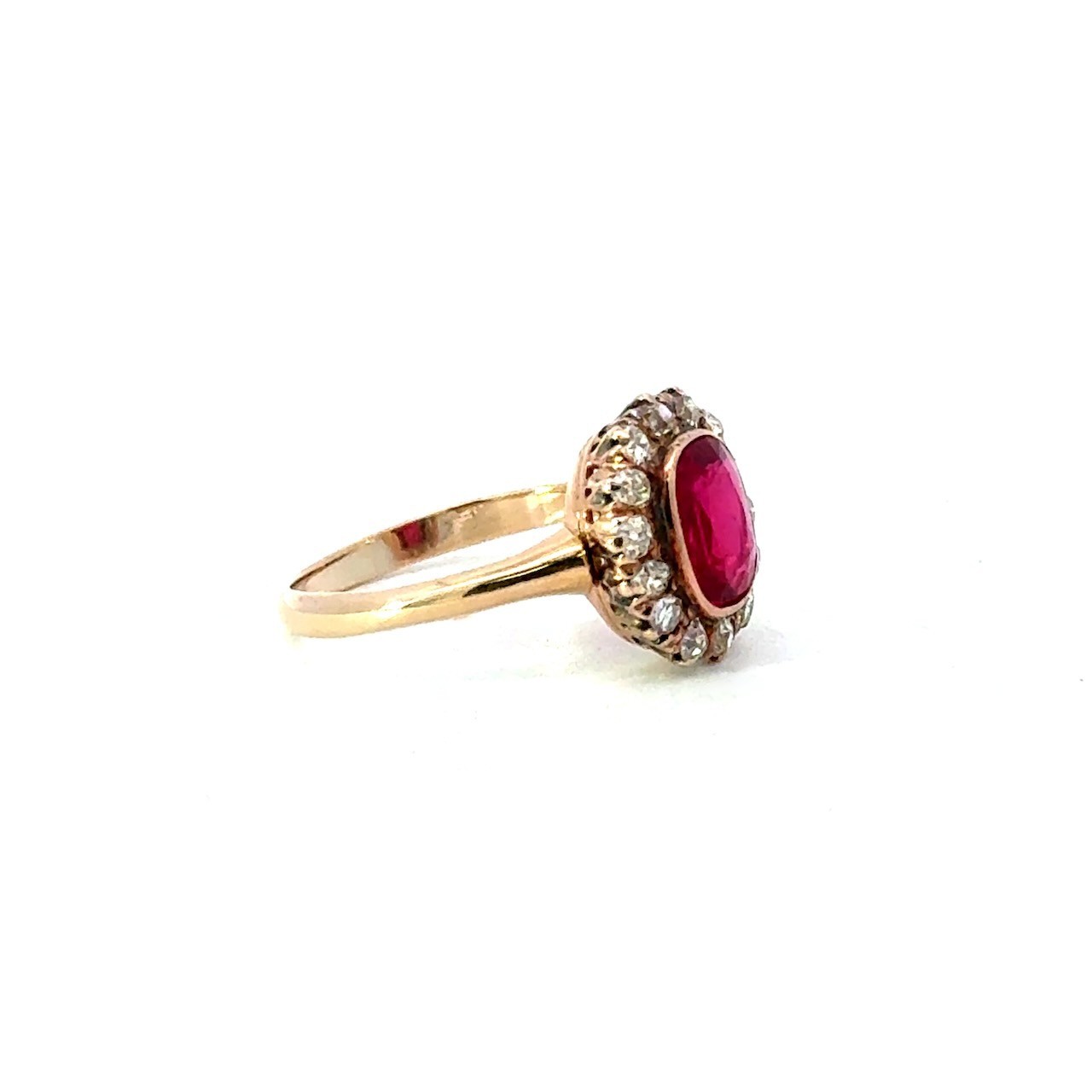 Early 1900s Ruby & Diamond Cluster Ring - image 8
