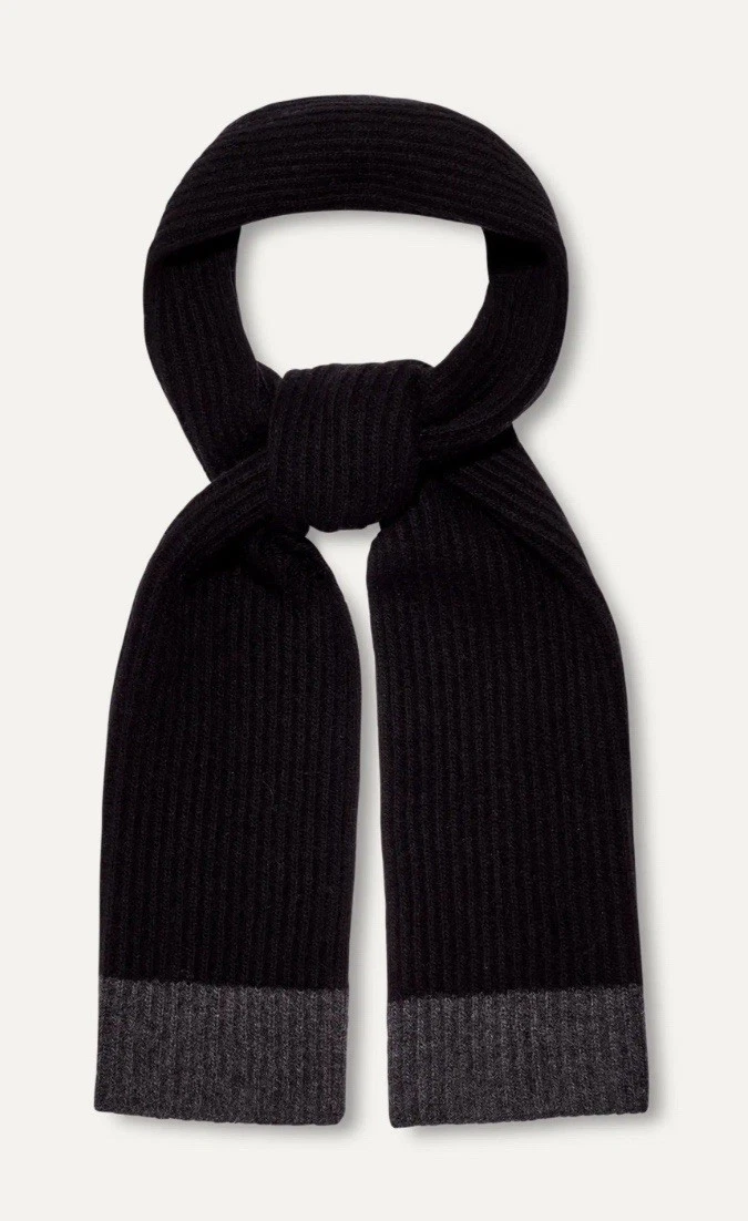 UGG Men’s 100% Cashmere Evander Knit Scarf In Black & Grey Colorway OS Fits All