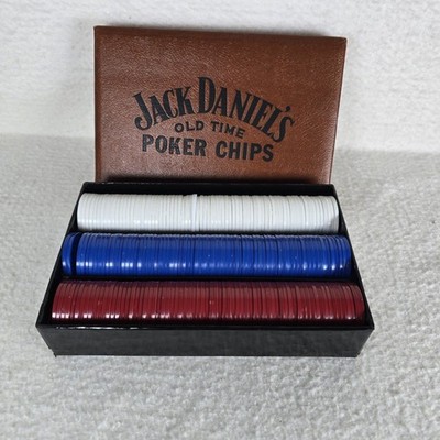 Vtg Jack Daniels Distillery Old Time No. 7 Whiskey Plastic Poker Chips Set Box