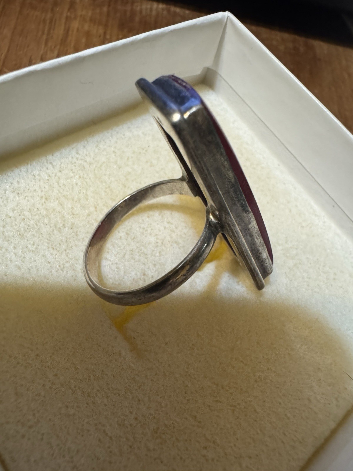 Vintage Red Jade Rectangular Solitaire Stone 925 … - image 4