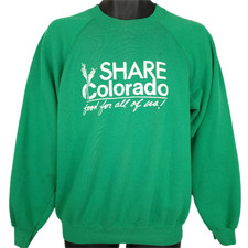 Vintage Share Colorado Sweatshirt Mens Size Large 80s Food For All Made In USA