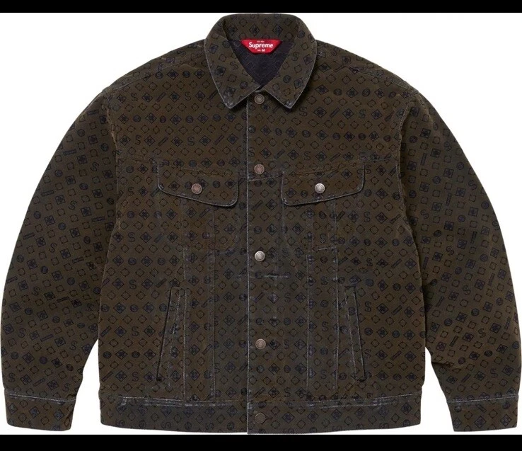 Veste camionneur Supreme FW24 logo denim floqué bouton noir taille XL neuve EN MAIN