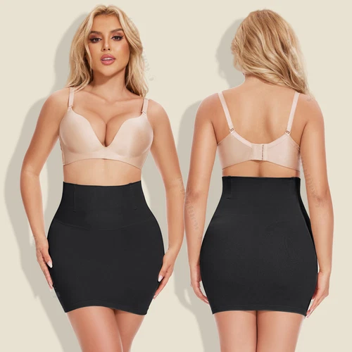 2 in 1 High Waist Shapewear Half Slip Tummy Control Skirt Body Shaper Underdress - Picture 11 of 23