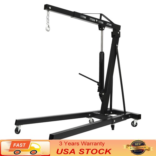 2 Ton Folding Engine Motor Hoist Cherry Picker Shop Crane Lift Black Durable