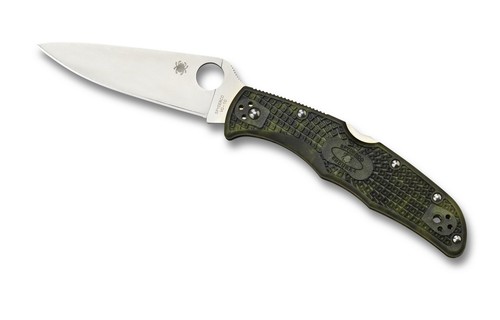 Spyderco Endura 4 Knife C10ZFPGR Plain Edge VG-10 Blade Zome Green FRN Handle - Picture 2 of 3