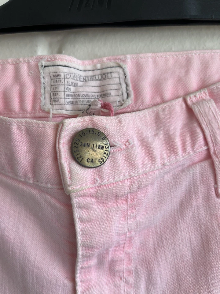 Pantalones Cortos CURRENT ELLIOTT The Boyfriend Day Glo Rosa Denim Talla W29" Mezcla de Algodón Foto 4 de 4
