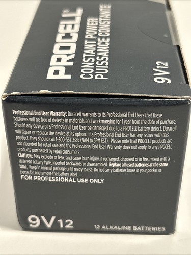 Batterie professionali alcaline Duracell Procell 9 V, 12/scatola (scatola B) - Foto 4 di 5