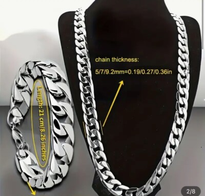 2pcs/set Men&Women's Necklace Bangle Set, Classic Fashion Y2K Stainless Steel Cu