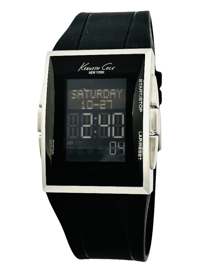 Kenneth Cole KC1583 Digital LCD Screen Multifunction Black Silicon