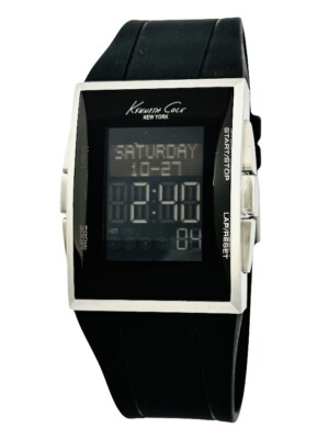Kenneth Cole KC1583 Digital LCD Screen Multifunction Black Silicon