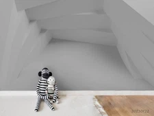 3D White Geometric Wall Mural Removable Self-adhesive Sticker1242