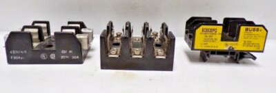 FUSE HOLDER ASSORTMENT LOT OF 3 , MARATHON , BUSS , 30 AMP 