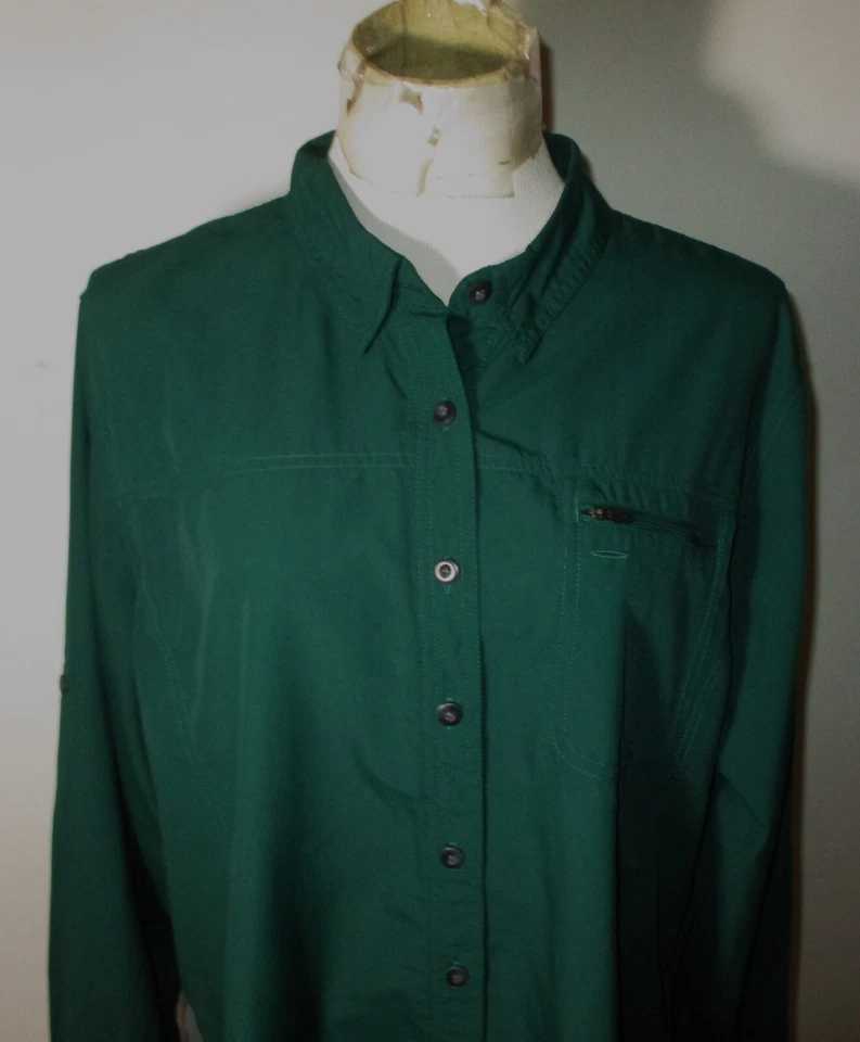 L.L. Camisa manga larga de nailon verde BEAN para mujer talla 2X regular Foto 2 de 4