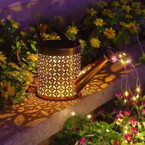 Solar Watering Can LED String Light Outdoor Garden Art Waterfall Lamp Decoration - Picture 2 of 10