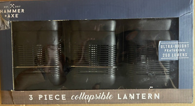 Hammer + Axe 3 Piece Collapsible Utility Lantern Black