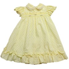 Vintage Infant Dress Size 3M Yellow Floral Ruffles Lace Tiny Tots