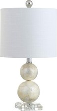2-JONATHAN Y 19-in Chrome Rotary Socket Table Lamps with Linen Shade-NEW