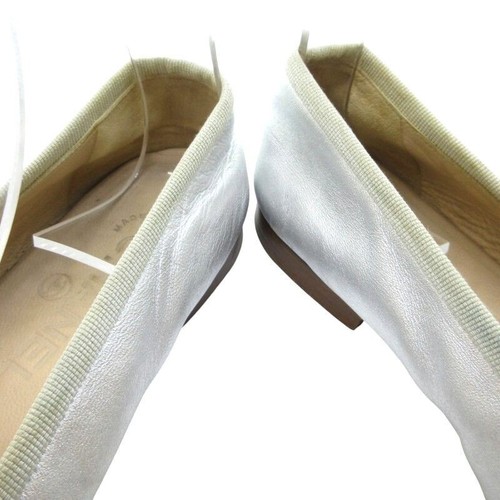 CHANEL Coco Mark Ribbon Ballet Flats, Size 34.5, US 4.5, Silver, Women's - Picture 4 of 9