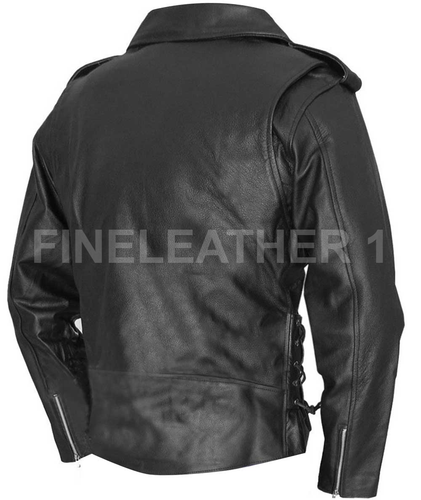 Men's Terminator 2 Judgment Day Movie Biker Style Real Leather Jacket - Picture 3 of 4